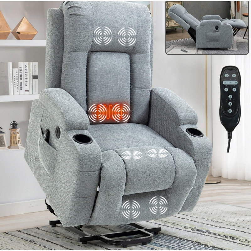 Fauteuil inclinable électrique à moteur Infinity Position - capacité de 350 lb, massage par vibration 8 points avec chauffage lombaire, port USB et porte-gobelets