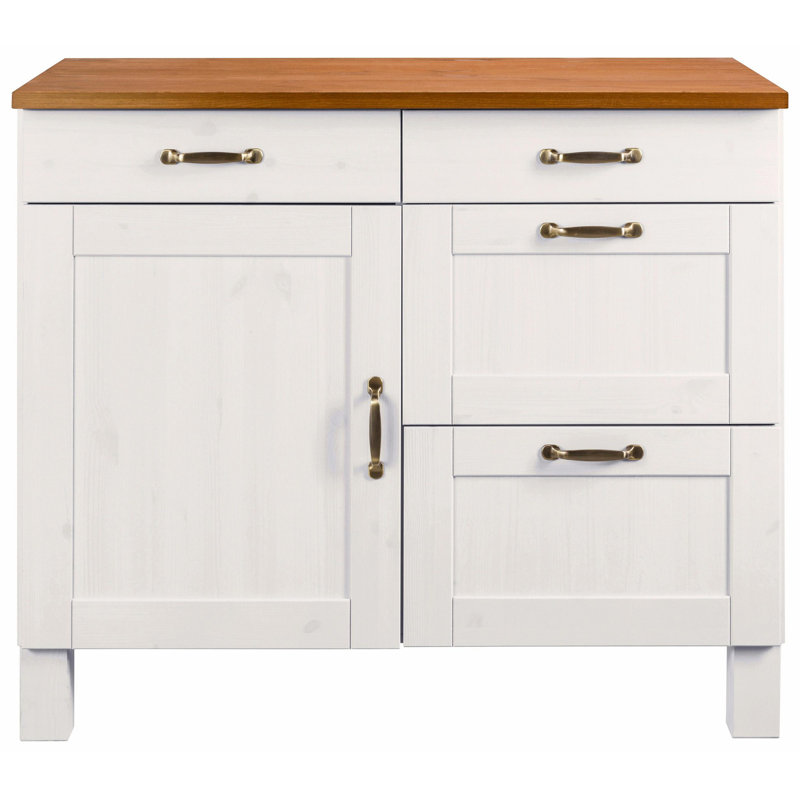Flintwood 85cm Kitchen Pantry, White/Honey