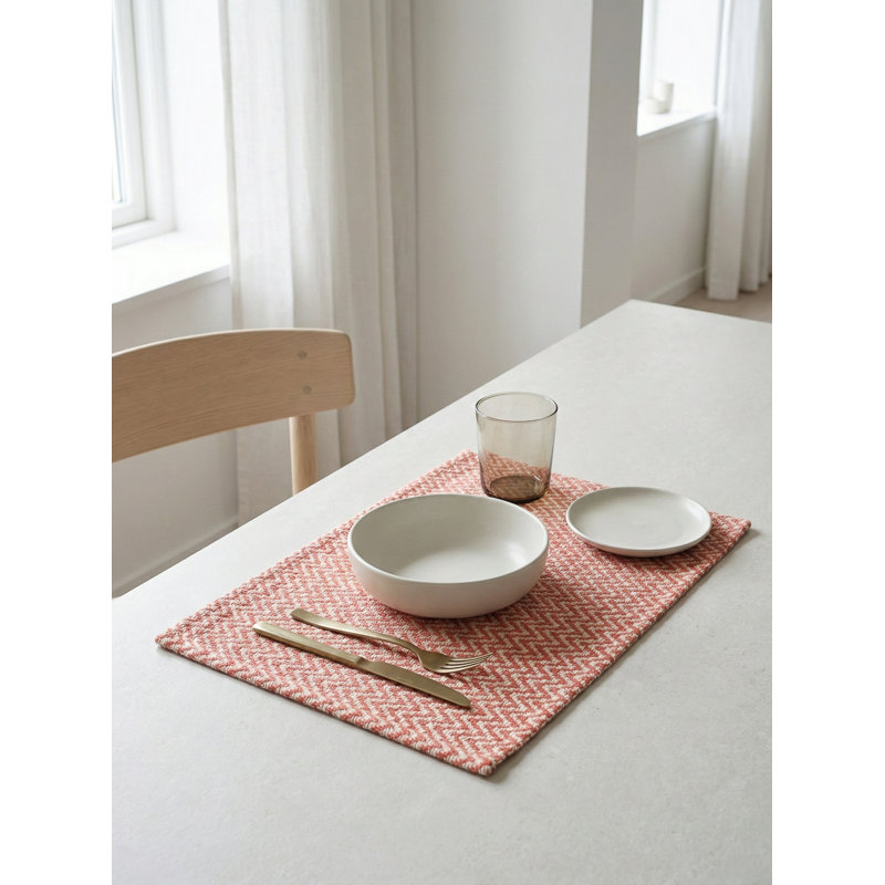 Polished Pink Herringbone Bay Indoor Outdoor Placemat, Pink