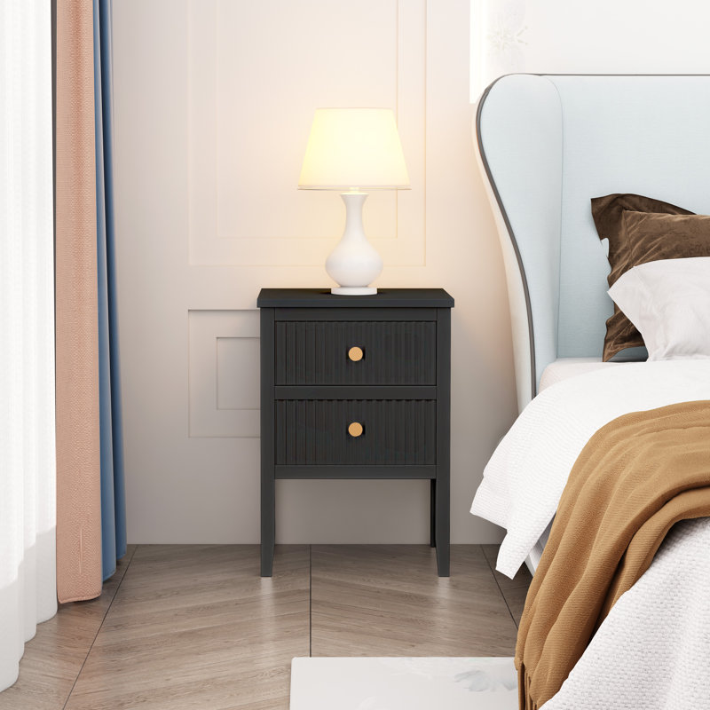 Amiere 42cm W Bedside Table, Black