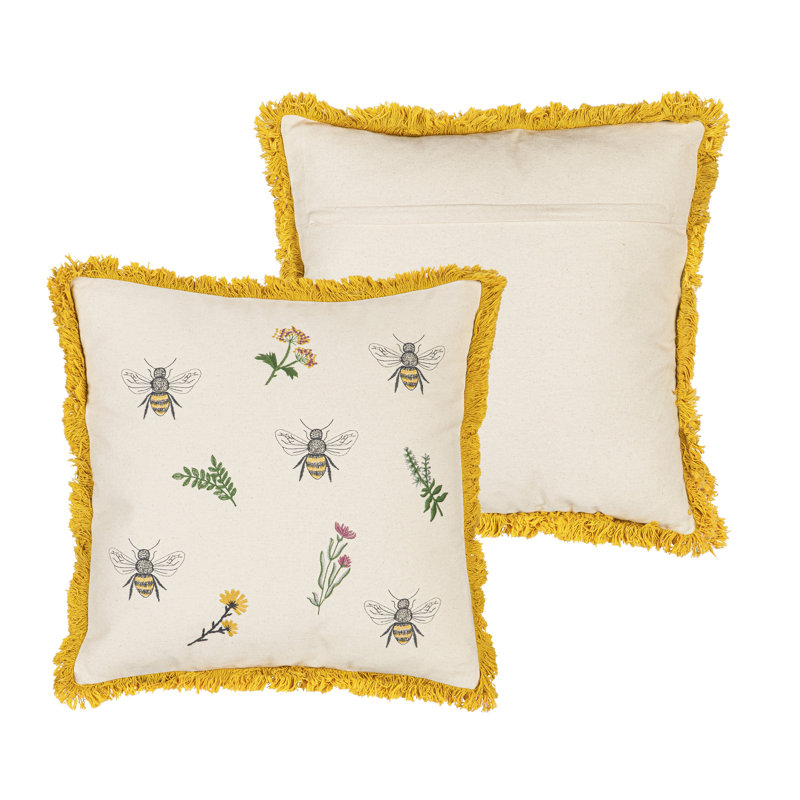 Bourdon carré brodé 18 po x 18 po et coussin floral