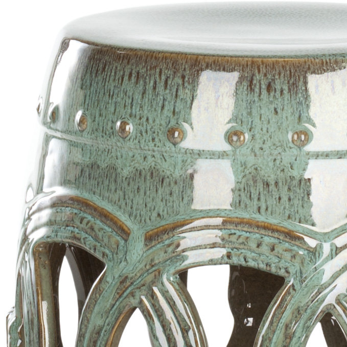 Tabouret de jardin en céramique Bartlesville, Bleu antique