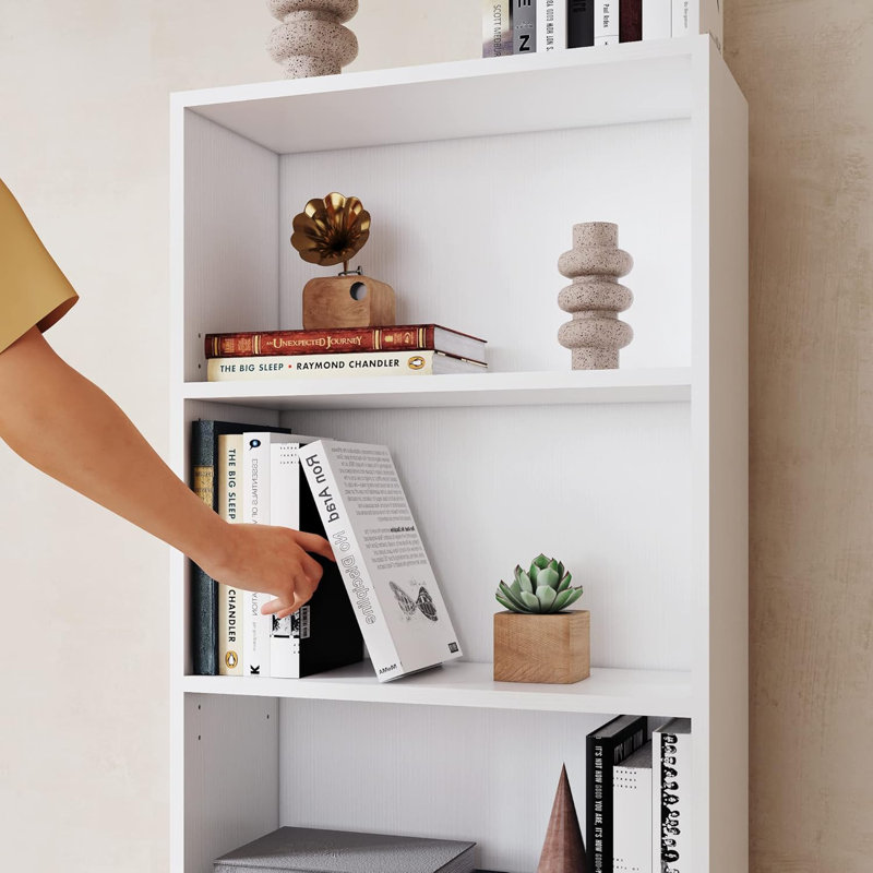 Ebern Designs Bookcase, 5-Tier Adjustable Open Storage Shelf Display Bookshelf HOFB003, Ivory White