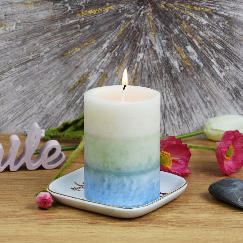 Tritone Line Dried Linens Scented Pillar Candle, 1