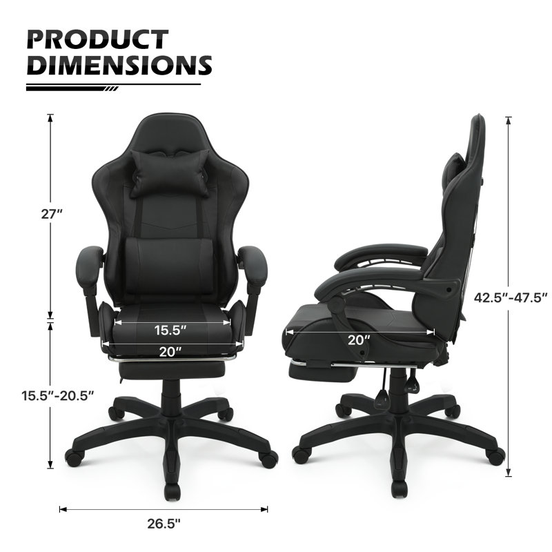 Gaming Desk and Computer Chair Set Home Office, Black