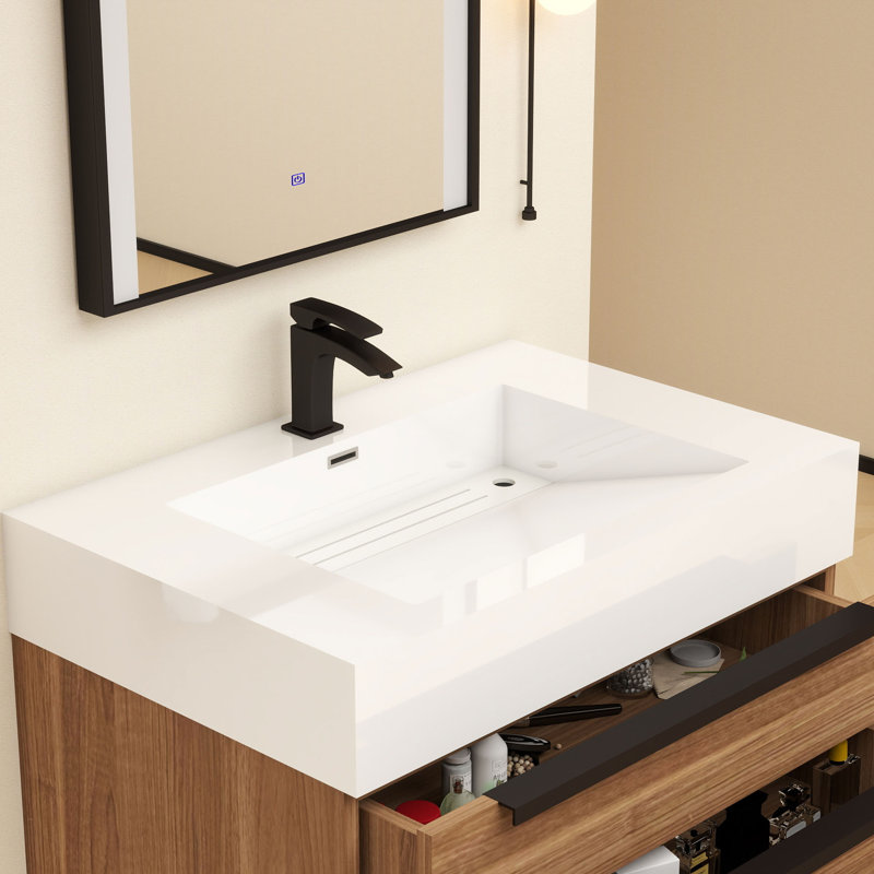Jessica 29.5'' Single Bathroom Vanity with Acrylic Top, Wood