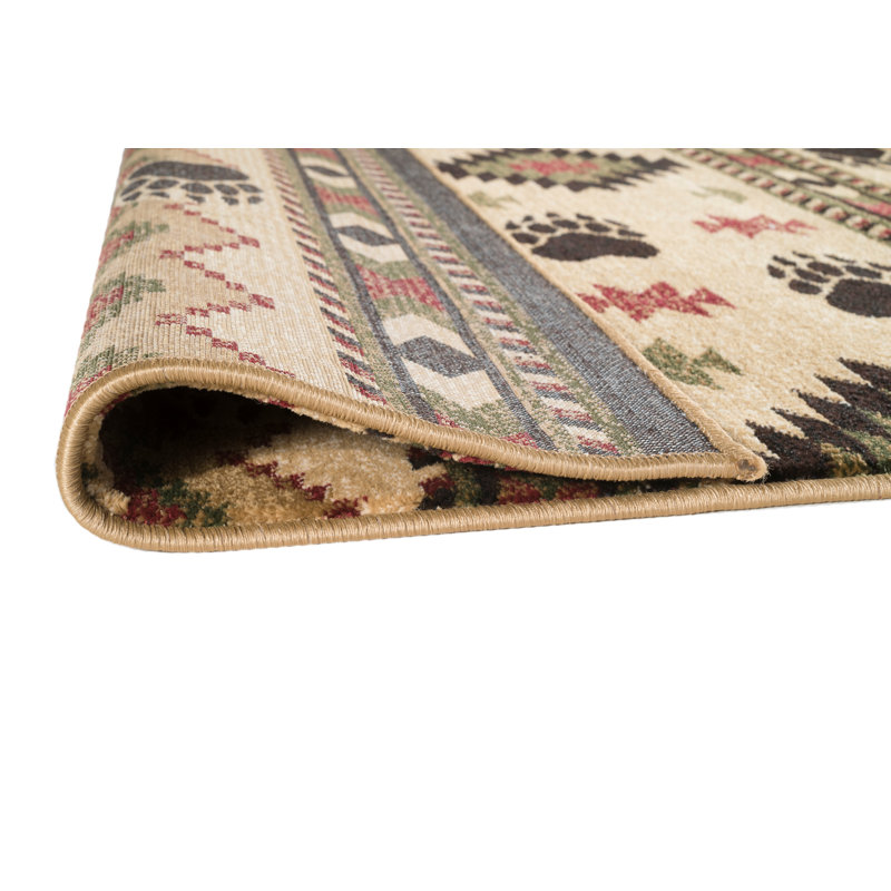 Tapis beige tissé à la machine Anzalone, Rectangle 2 pi 2 po x 3 pi
