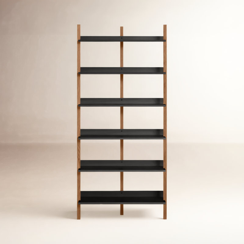 Browser Solid Wood Bookcase, (6 Shelves) 82" H x 38" W x 17" D, Walnut/Oblivion