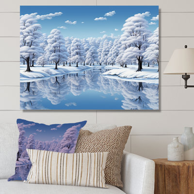 Snowy Lake Winter Photo Landscape - Art mural paysage d'hiver