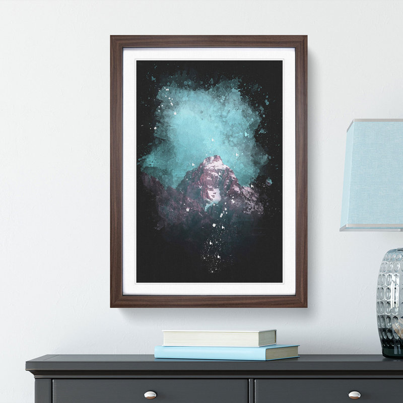 Mountain Peak in Wyoming - Picture Frame Graphic Art Print, 45cm H x 33cm W x 2cm D, Walnut Framed
