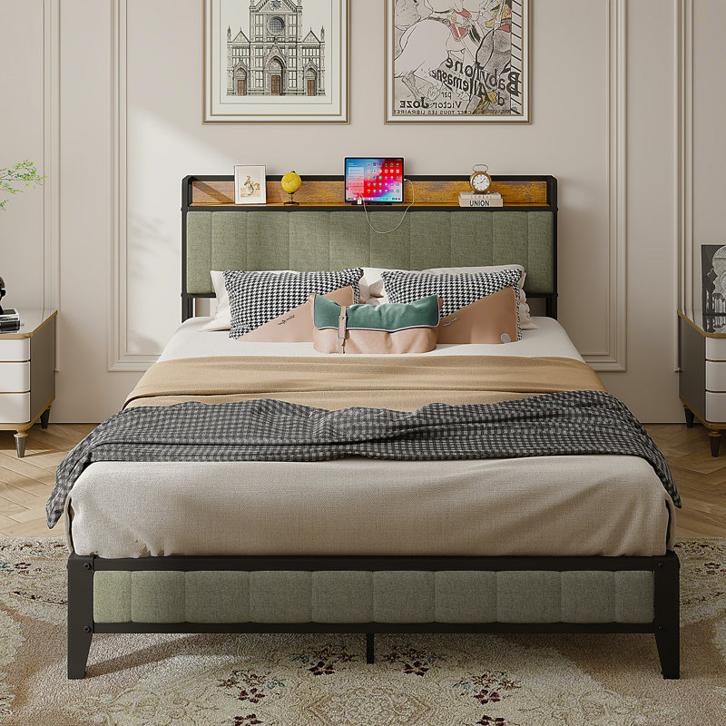 Tilisha Upholstered Metal Slat Storage Bed