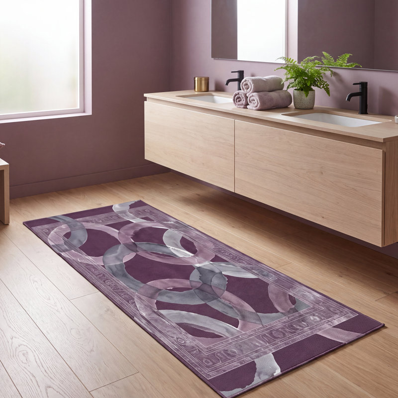 Tapis Sorrel2 Modern Circles géométrique gris et blanc, lavable à la machine, antidérapant, à poils courts, pour l'intérieur et l'extérieur, adapté aux animaux domestiques, idéal pour le salon, la chambre, la salle à manger, l'entrée, le corridor ou le bureau.