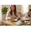 Ensemble d'assiettes latérales en grès Bistro, ensemble de 4 assiettes à salade et à dessert crème de 7,75 po, céramique durable résistante aux ébréchures, style maison de campagne moderne