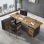 Bureau en bois massif à 3 tiroirs Burlywood, bureau Burlywood-583292963-583292966