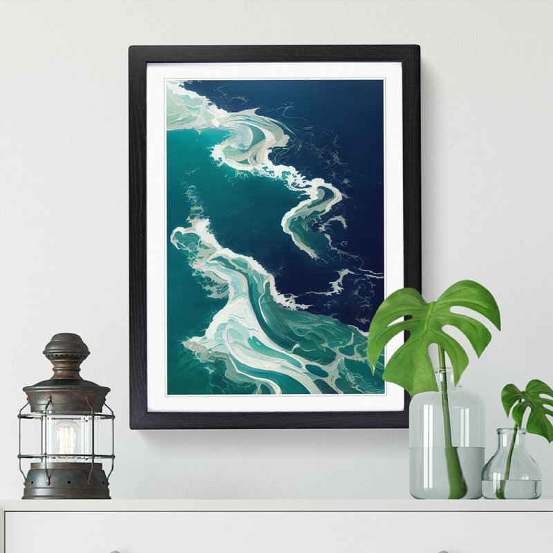 Cassity Ocean Marbling - Picture Frame Print, Black, 64cm H x 46cm W x 2cm D