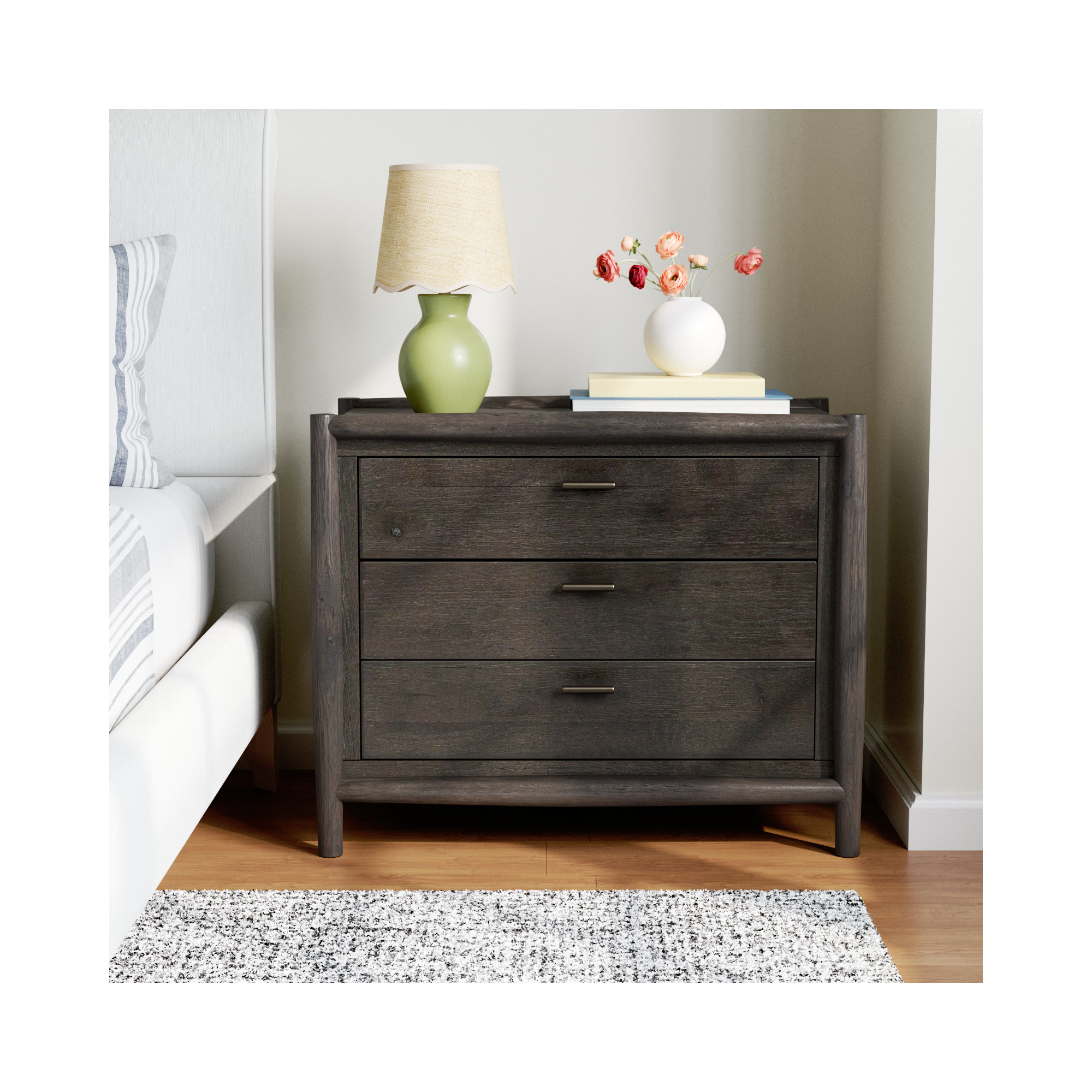 Cayenne 3 - Drawer Nightstand, Smoked Black