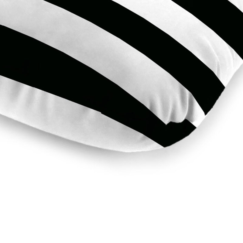 74" x 22" Outdoor Chaise Lounge Cushion with Ties and Loop, Black/White Striped