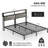 King Size Bed Frame With Headboard, RGB LED Light & Charging Station - Rustic Grey-752272427