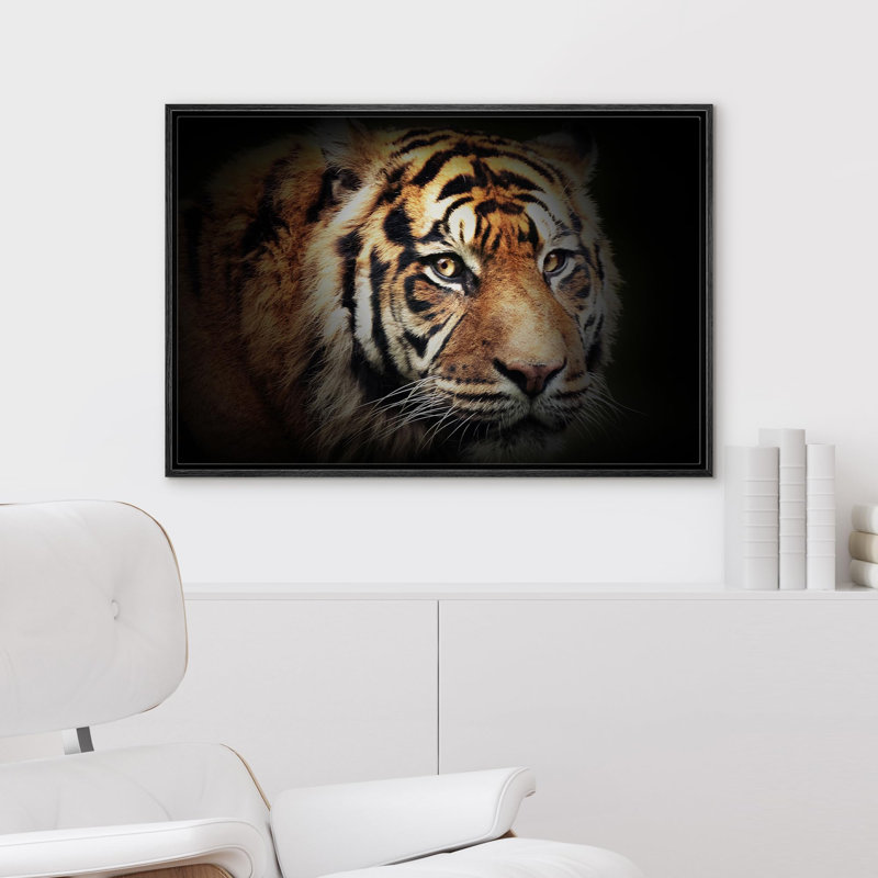 Animals " Bengal Tiger ", 16" H x 24" W x 1.5" D, Black Frame