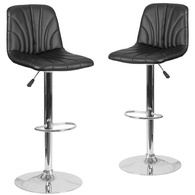 Tabouret de bar réglable en vinyle Gruber, Noir