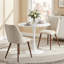 Ensemble de salle à manger rond 3 pièces de 80 cm avec table à pied centrale blanche et chaises rembourrées-1160860387-1160860386
