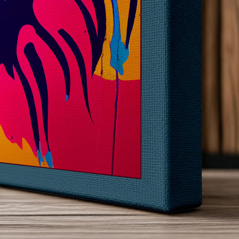 Pop Art Lion Modern 1 Piece Wrapped Canvas Wall Art, 24x16 - 61.0 x 40.6 cm, Teal Border