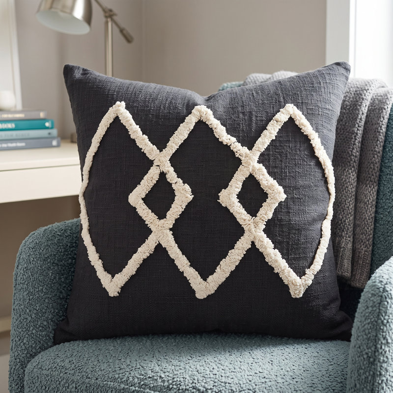 Modern Tufted Diamonds Cotton Throw Pillow