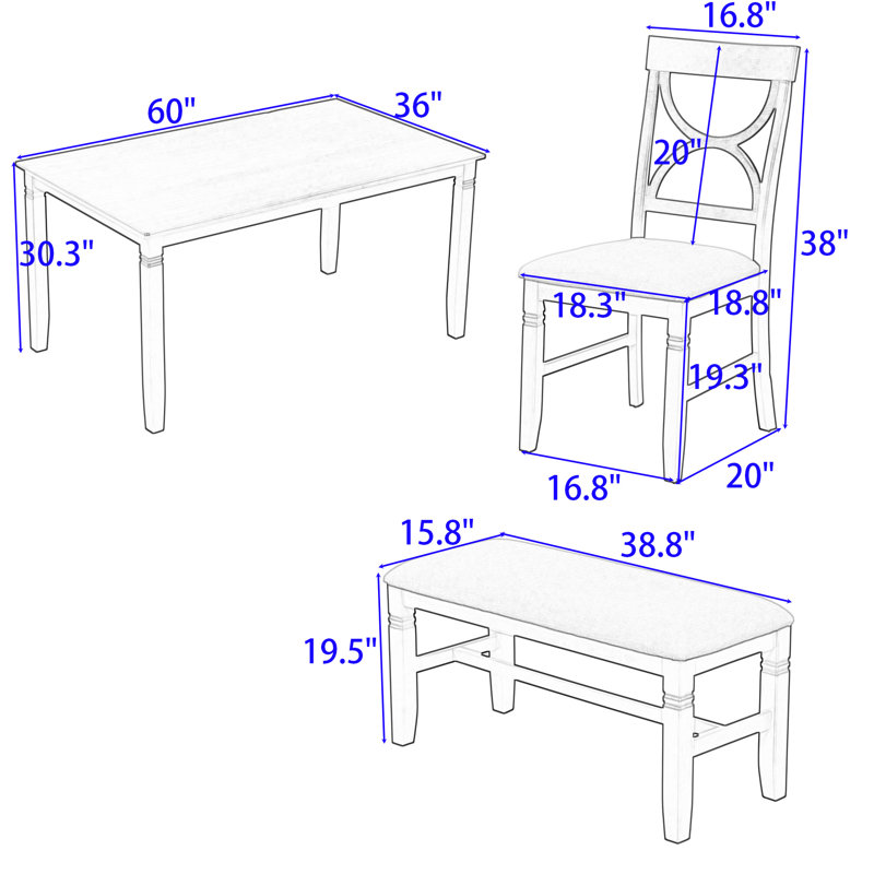 Ensemble repas pour 6 personnes Rapert, Blanc, Gris / blanc