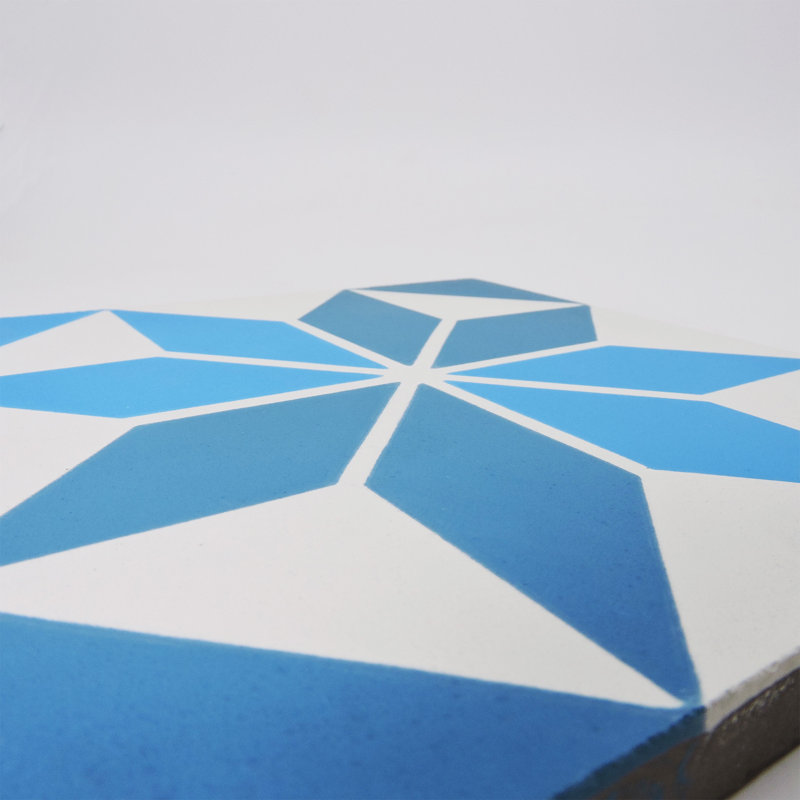 Assila 8" x 8" Cement Patterned Wall & Floor Tile, Light Blue