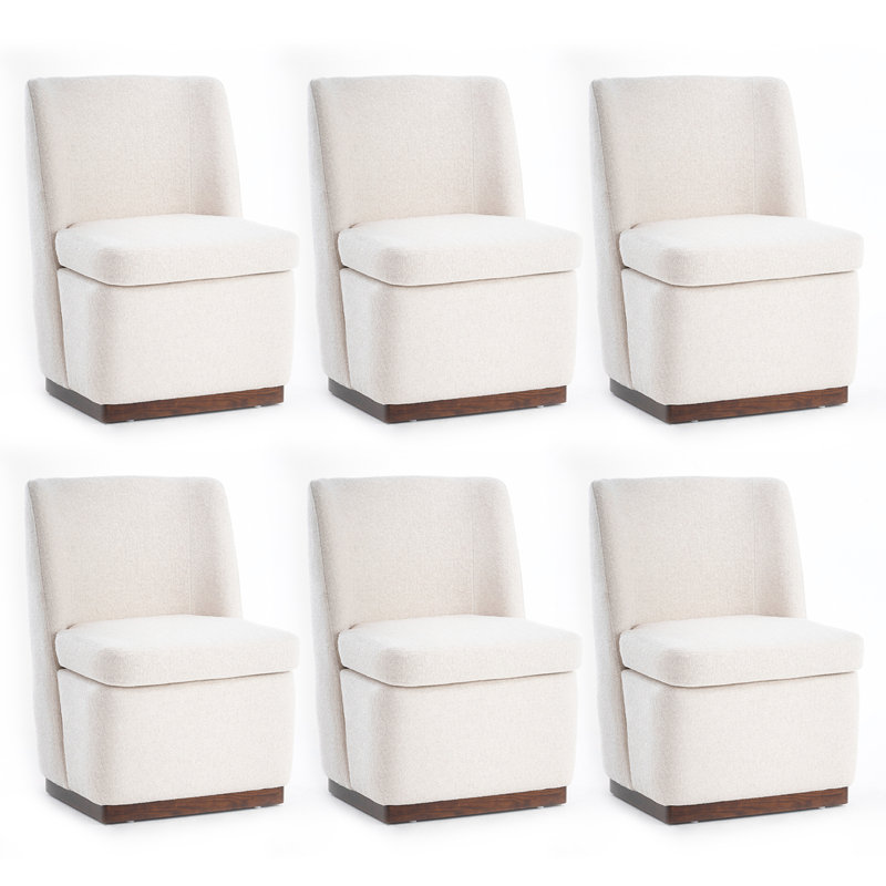 Boucle Upholstered Wingback Parsons Chair, 1, Beige
