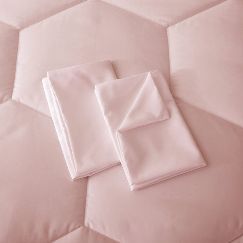 Ensemble d'édredon surdimensionné en microfibre Better Style Home, Édredon pour très grand lit + 2 taies décorativ, Rose