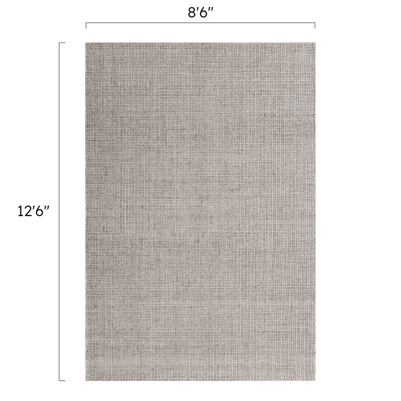 Leigh Hand-Tufted Loop Pile Wool Tweedy Plaid Textured Solid Area Rug Neutrals Tan Gray Beige Taupe, Rectangle 8'6" x 12'6"