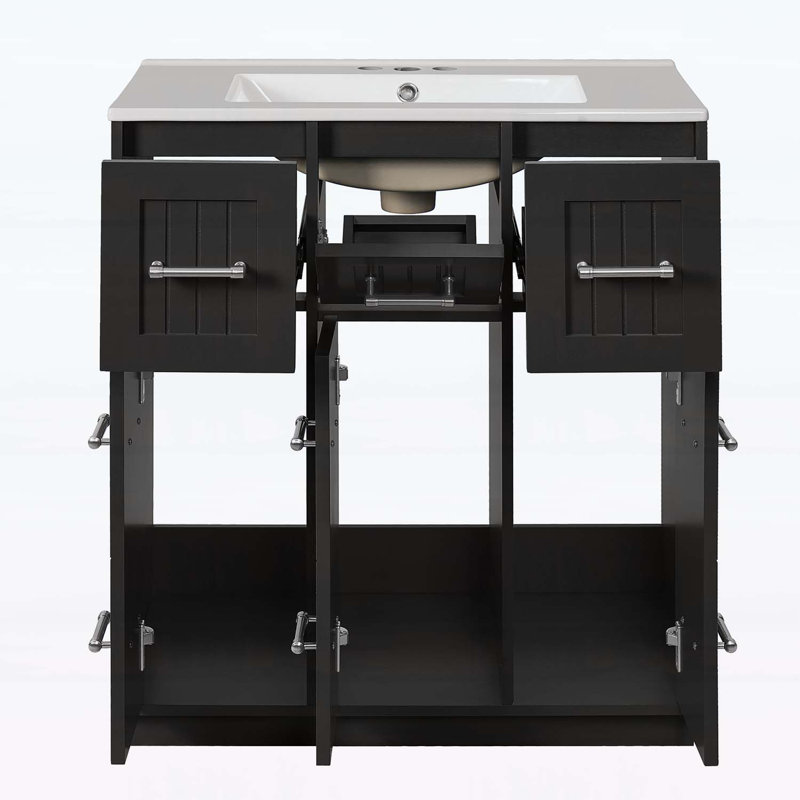 Meuble-lavabo de 30 pouces avec lavabo sous-comptoir, Noir