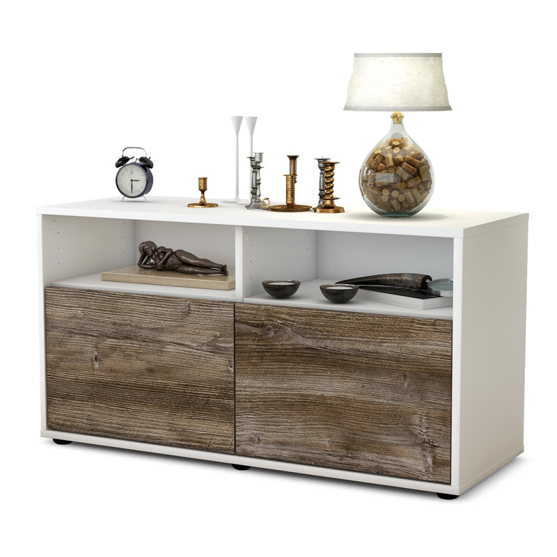 Odum 92cm W Chest of Drawers, High gloss white/Driftwood