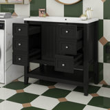 36" Bathroom Vanity Base Only Without Sink, Cabinet Base Only, Bathroom Vanity With Cabinet And 3 Drawers