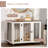 Modern Dog Crate End Table With Easy To Clean Surface, Large Dog Crate Furniture On Wheels, Kennel For Large Dogs Indoor With Big Flat Surface, White