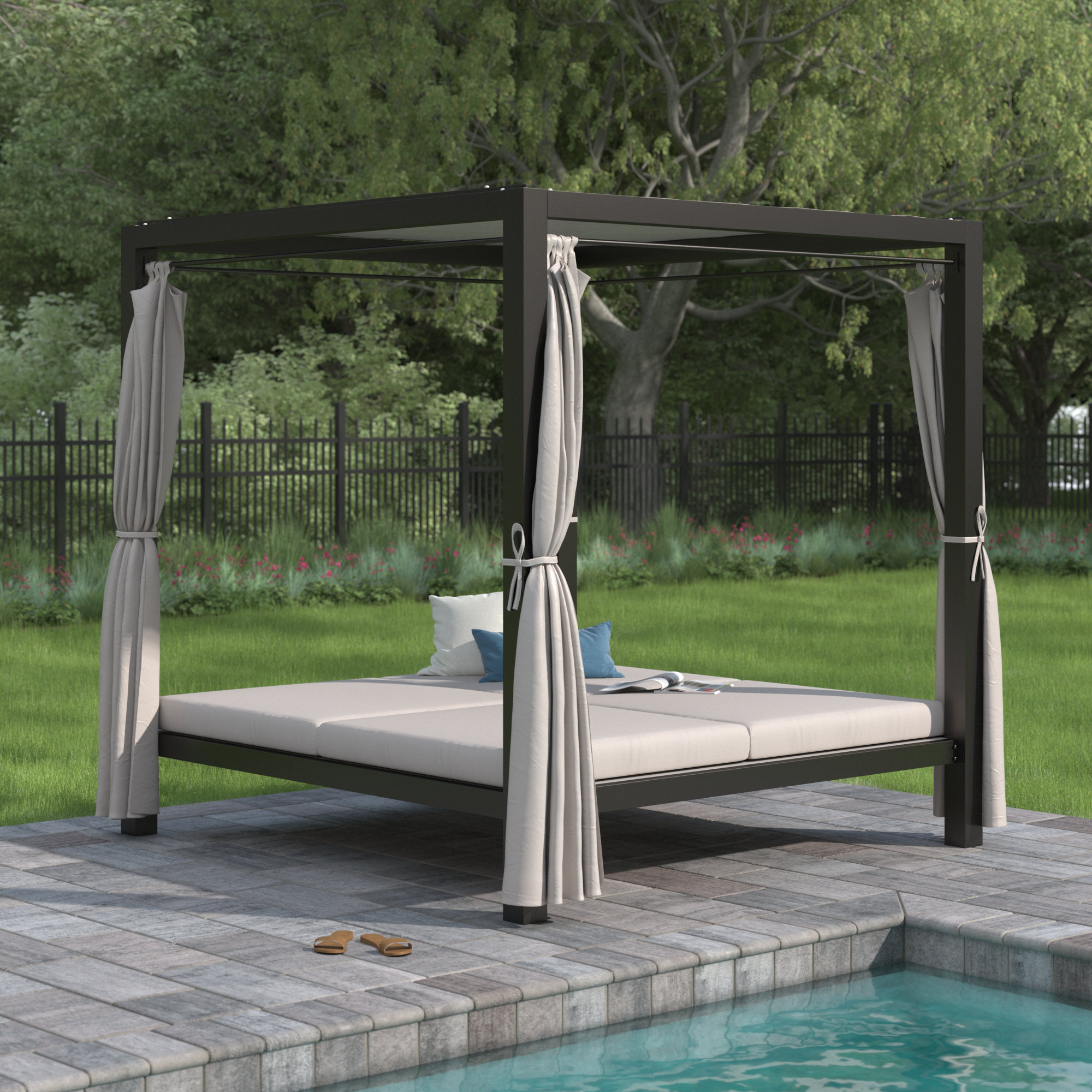 Red Barrel Studio® 74.02" Wide Outdoor Patio Daybed with Cushions & Reviews | Wayfair