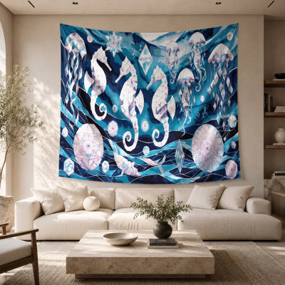 Nautical Geometric sea life Wall Tapestry