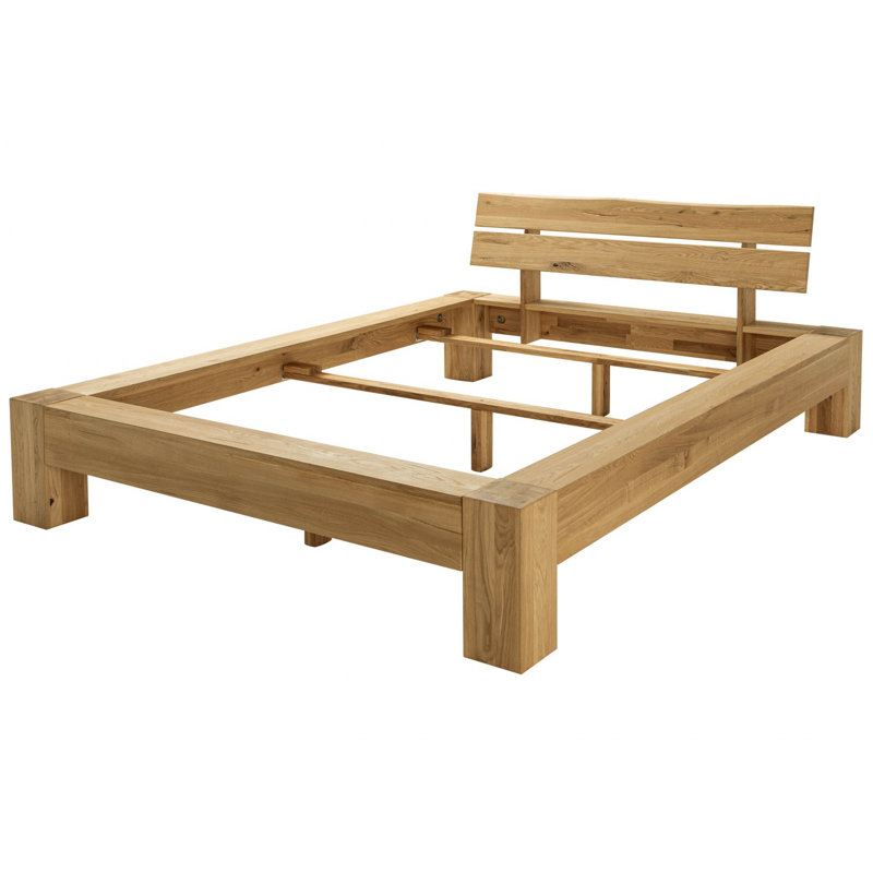 Solid Wood Bed Stockholm Wild Oak, 140 x 200 cm