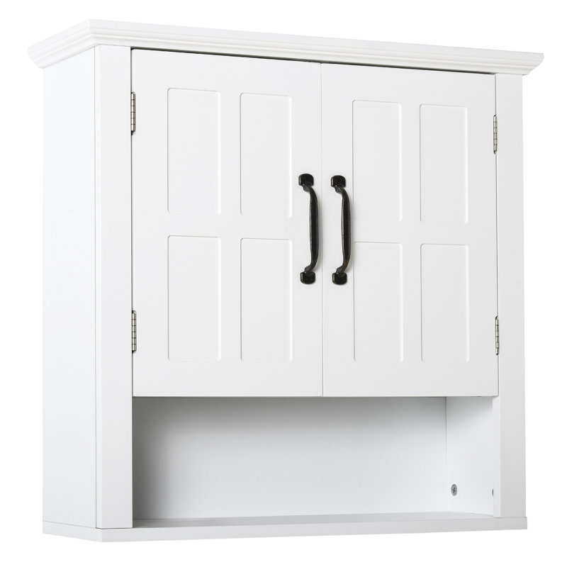 Armoire blanche à 3 salles de bain, avec tablette réglable et 2 portes - Améliorez le rangement au-dessus de la tablette de toilette, organisez facilement vos articles essentiels,
