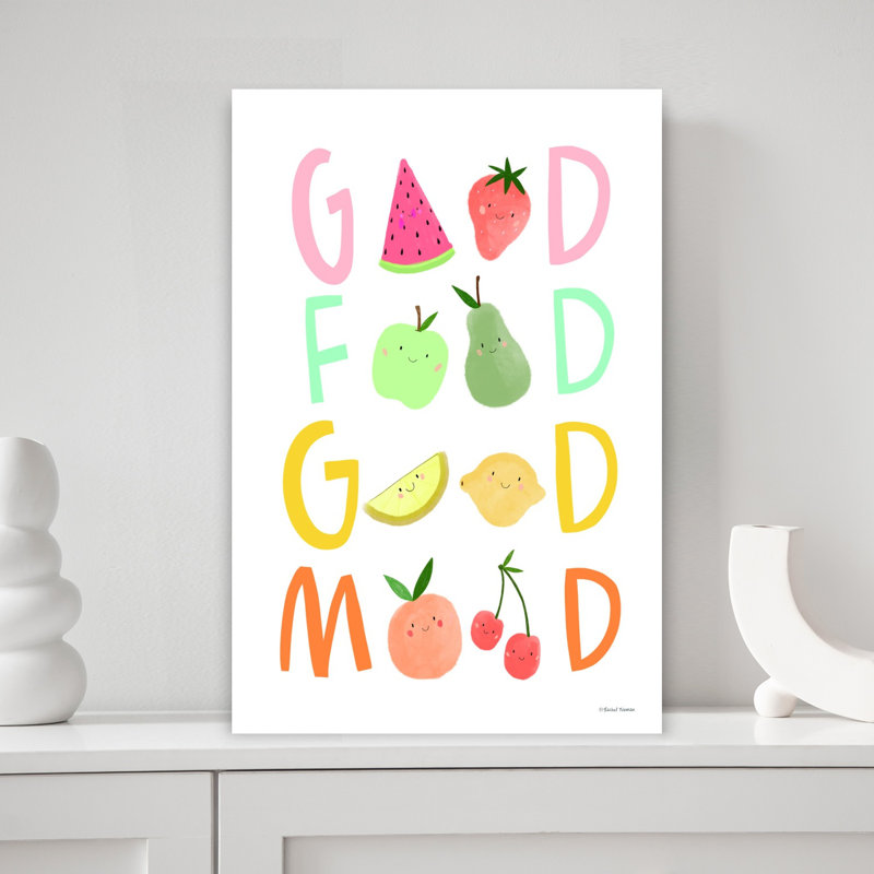 Good Good Good Mood II Playful Whimsical Abstract Fruit, art mural, H 18 po x l 12 po