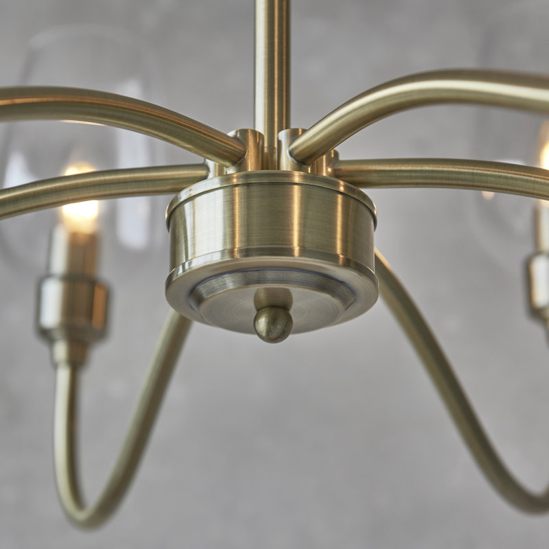Hovey 6 - Light Candle Style Chandelier, Antique Brass