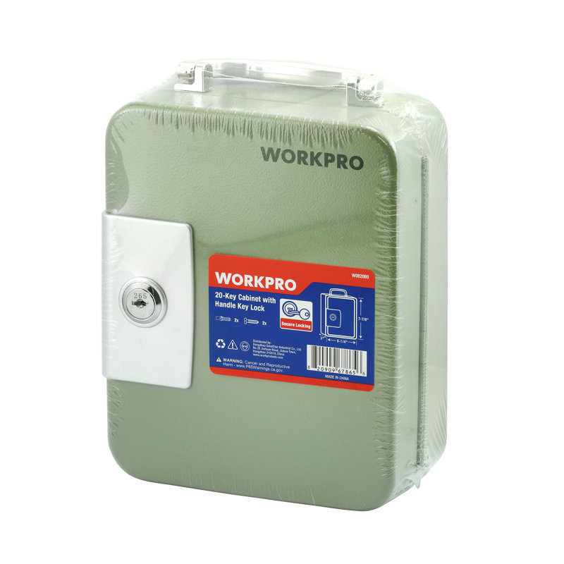 WORKPRO W082082 20 Key Steel Cabinet 8 in. x 6.3 in. x 3 in. (Single Pack), Key