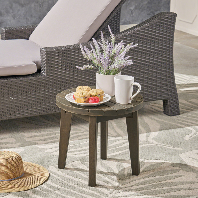 Table d'appoint rustique en bois de 16 po de style rustique pour une ambiance extérieure avec finition et panneau à lattes