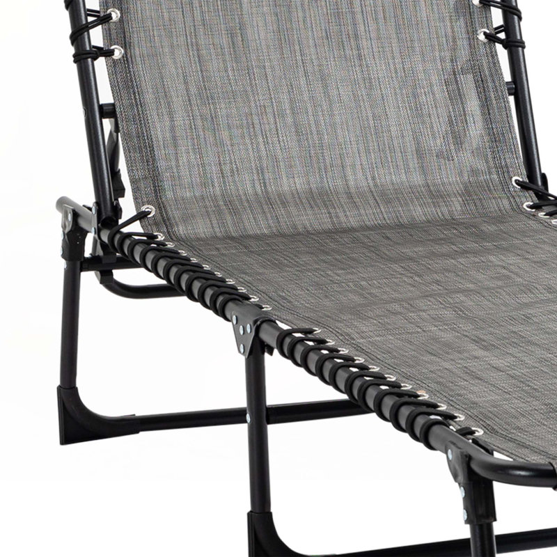 Chaise longue inclinable, chaise longue portative, lit de camp pliable, dossier réglable et coussin amovible