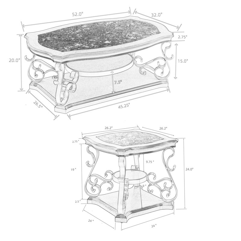 Ensemble de tables basses 2 pièces Kutlu