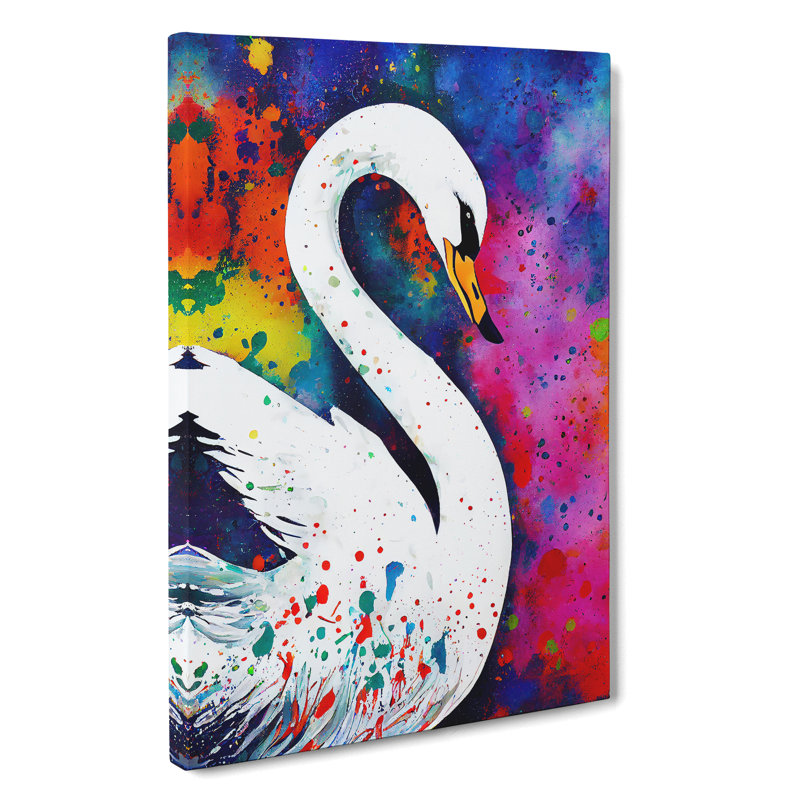 Swan Paint Splash No.3 Abstract - Wrapped Canvas, 50cm H x 35cm W x 3cm D