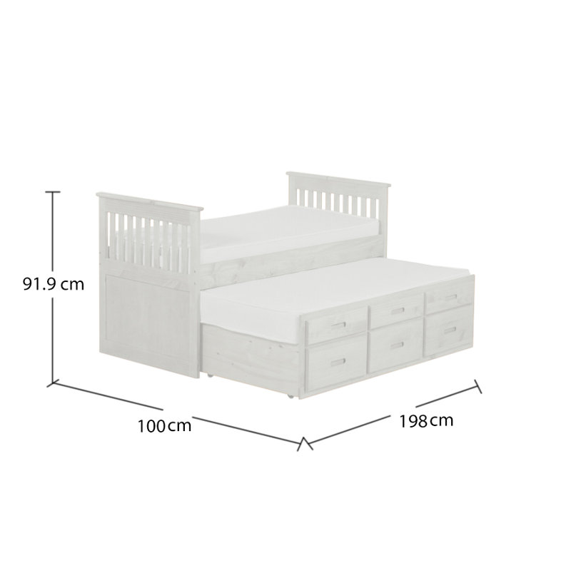 Single (3') Cabin Bed with Storage Included with Trundle Included, Waxed Pine