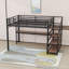 Lit mezzanine avec bureau et escalier de rangement, lumières DEL et ports USB-1141556510