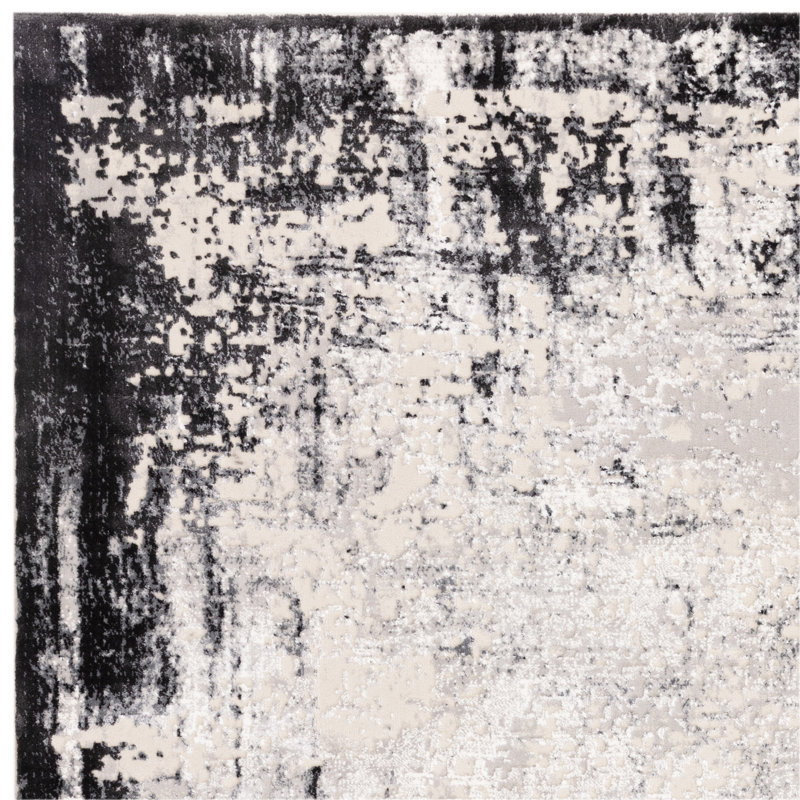 Abrienne Soft Shiny Border Black/Grey Rug, Rectangle 160 x 230cm